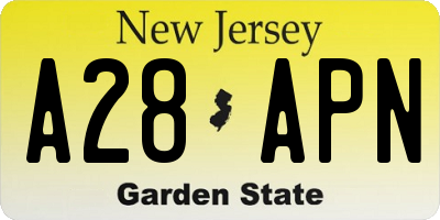 NJ license plate A28APN