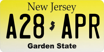 NJ license plate A28APR