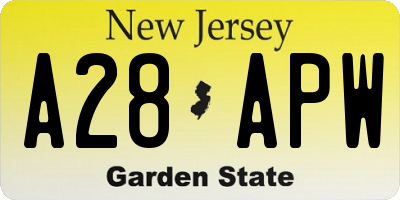 NJ license plate A28APW