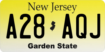 NJ license plate A28AQJ