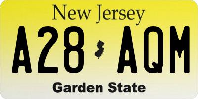 NJ license plate A28AQM