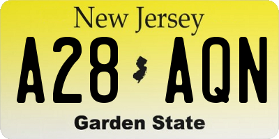NJ license plate A28AQN