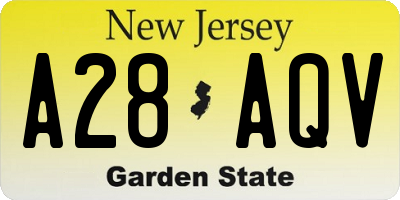 NJ license plate A28AQV