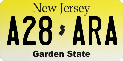 NJ license plate A28ARA