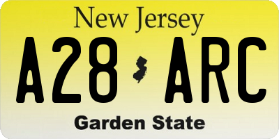 NJ license plate A28ARC