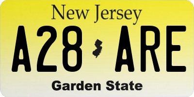 NJ license plate A28ARE
