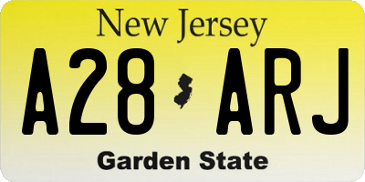 NJ license plate A28ARJ