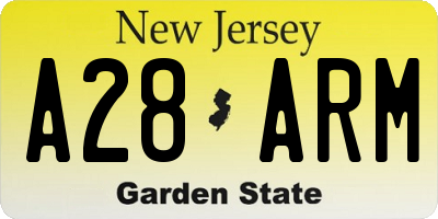 NJ license plate A28ARM
