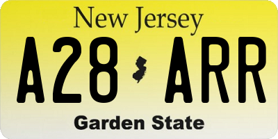 NJ license plate A28ARR