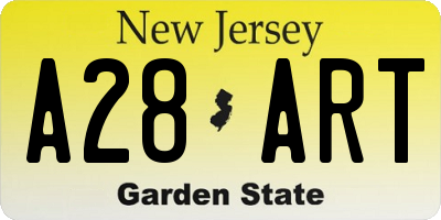 NJ license plate A28ART