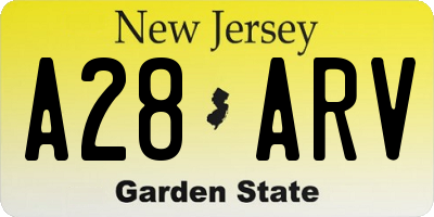 NJ license plate A28ARV