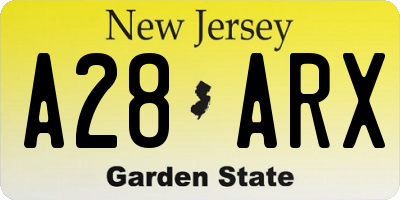 NJ license plate A28ARX