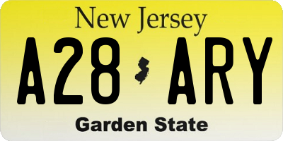 NJ license plate A28ARY