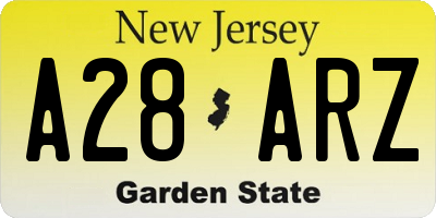 NJ license plate A28ARZ