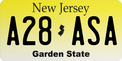 NJ license plate A28ASA