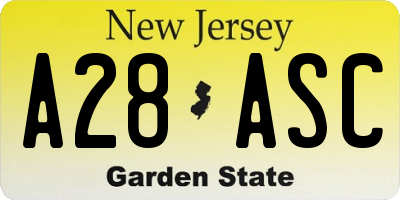 NJ license plate A28ASC