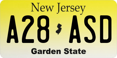 NJ license plate A28ASD