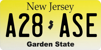 NJ license plate A28ASE