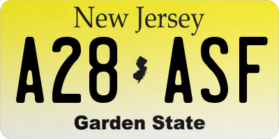 NJ license plate A28ASF