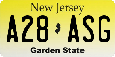 NJ license plate A28ASG