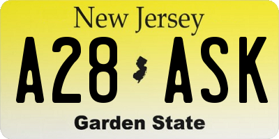NJ license plate A28ASK
