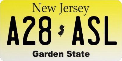 NJ license plate A28ASL