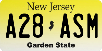 NJ license plate A28ASM