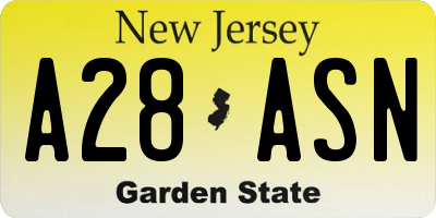 NJ license plate A28ASN