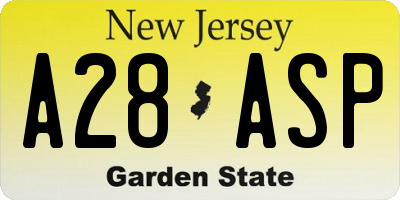 NJ license plate A28ASP