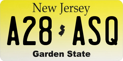 NJ license plate A28ASQ