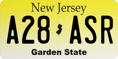NJ license plate A28ASR