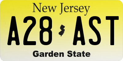 NJ license plate A28AST