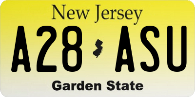 NJ license plate A28ASU