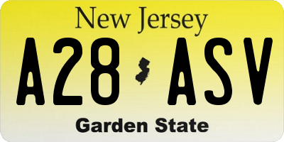 NJ license plate A28ASV