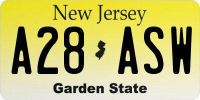 NJ license plate A28ASW