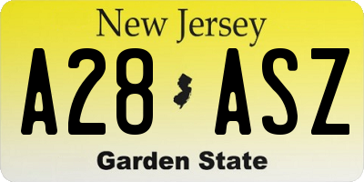 NJ license plate A28ASZ