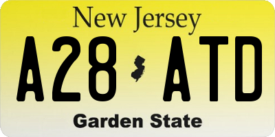 NJ license plate A28ATD