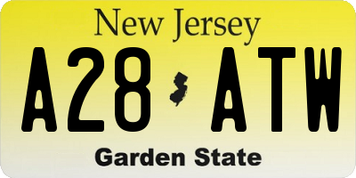 NJ license plate A28ATW