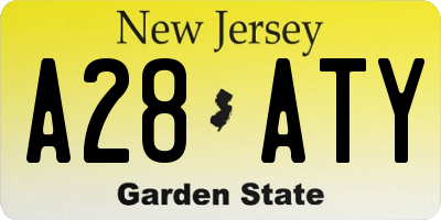 NJ license plate A28ATY