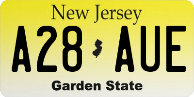 NJ license plate A28AUE
