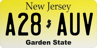 NJ license plate A28AUV