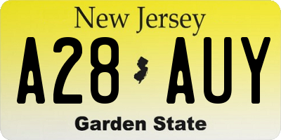 NJ license plate A28AUY
