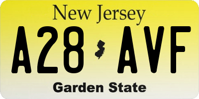 NJ license plate A28AVF