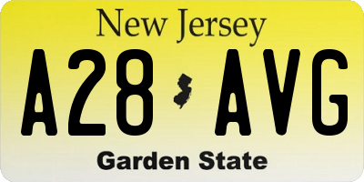 NJ license plate A28AVG