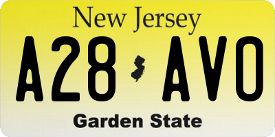 NJ license plate A28AVO