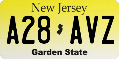 NJ license plate A28AVZ