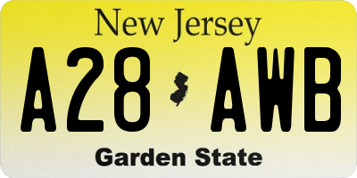 NJ license plate A28AWB