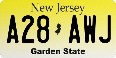 NJ license plate A28AWJ