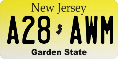 NJ license plate A28AWM