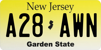 NJ license plate A28AWN